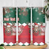 Personalized South Africa Christmas Skinny Tumbler Springbok With King Protea - Wonder Print Shop