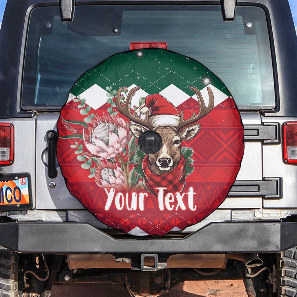 Personalized South Africa Christmas Spare Tire Cover Springbok With King Protea - Wonder Print Shop