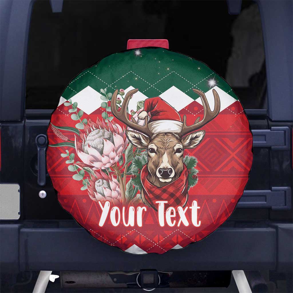 Personalized South Africa Christmas Spare Tire Cover Springbok With King Protea - Wonder Print Shop
