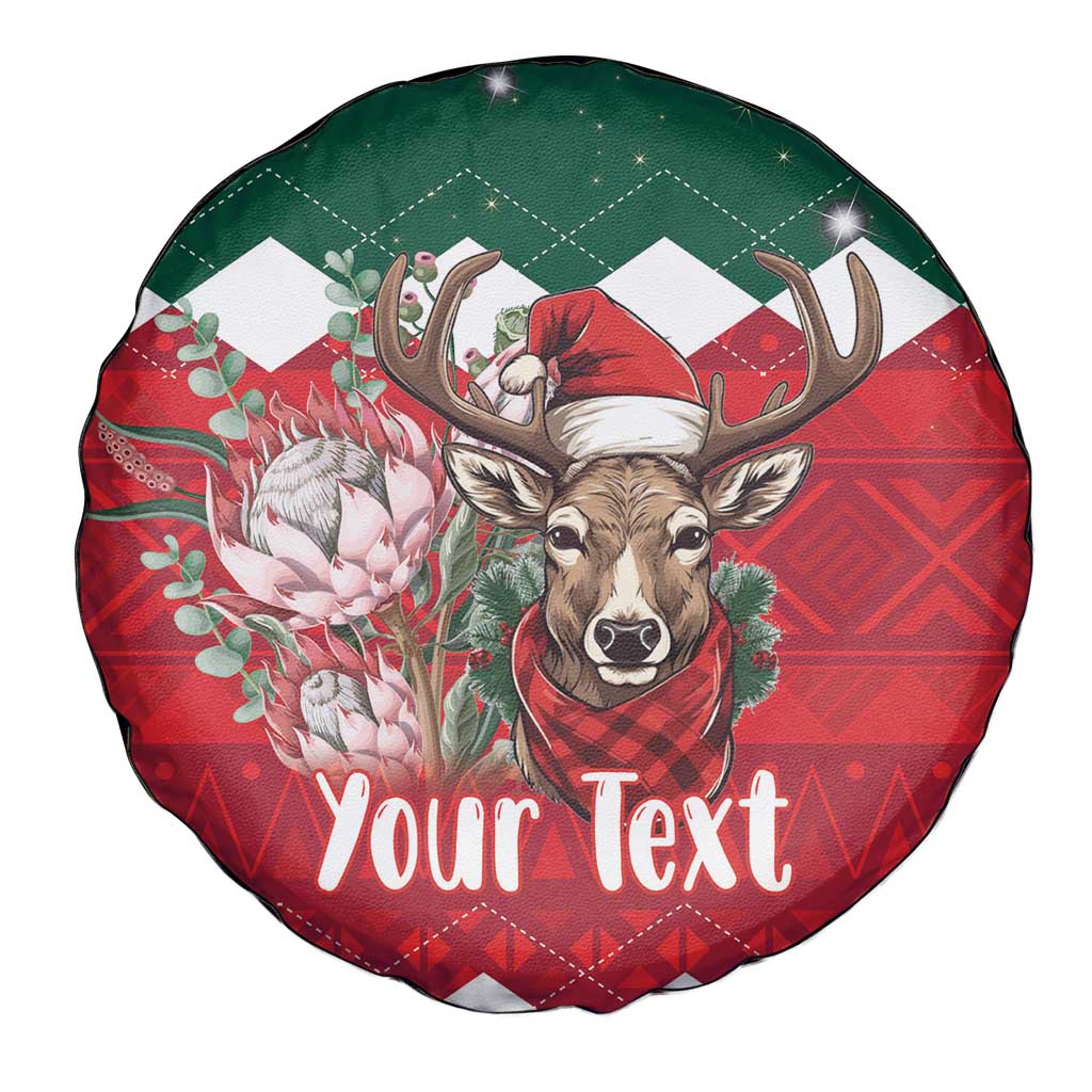 Personalized South Africa Christmas Spare Tire Cover Springbok With King Protea - Wonder Print Shop
