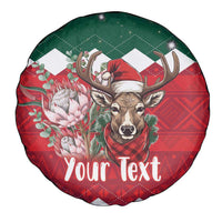 Personalized South Africa Christmas Spare Tire Cover Springbok With King Protea - Wonder Print Shop