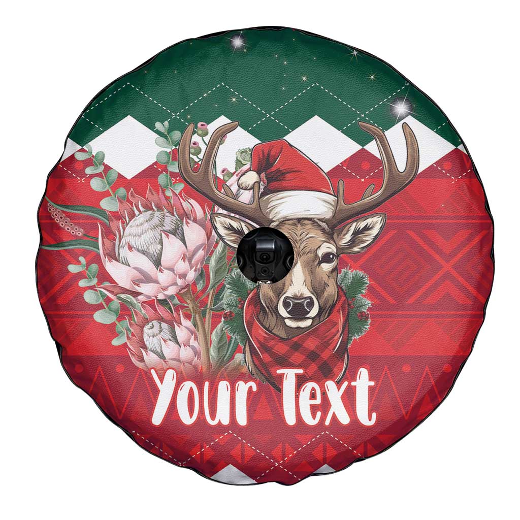 Personalized South Africa Christmas Spare Tire Cover Springbok With King Protea - Wonder Print Shop