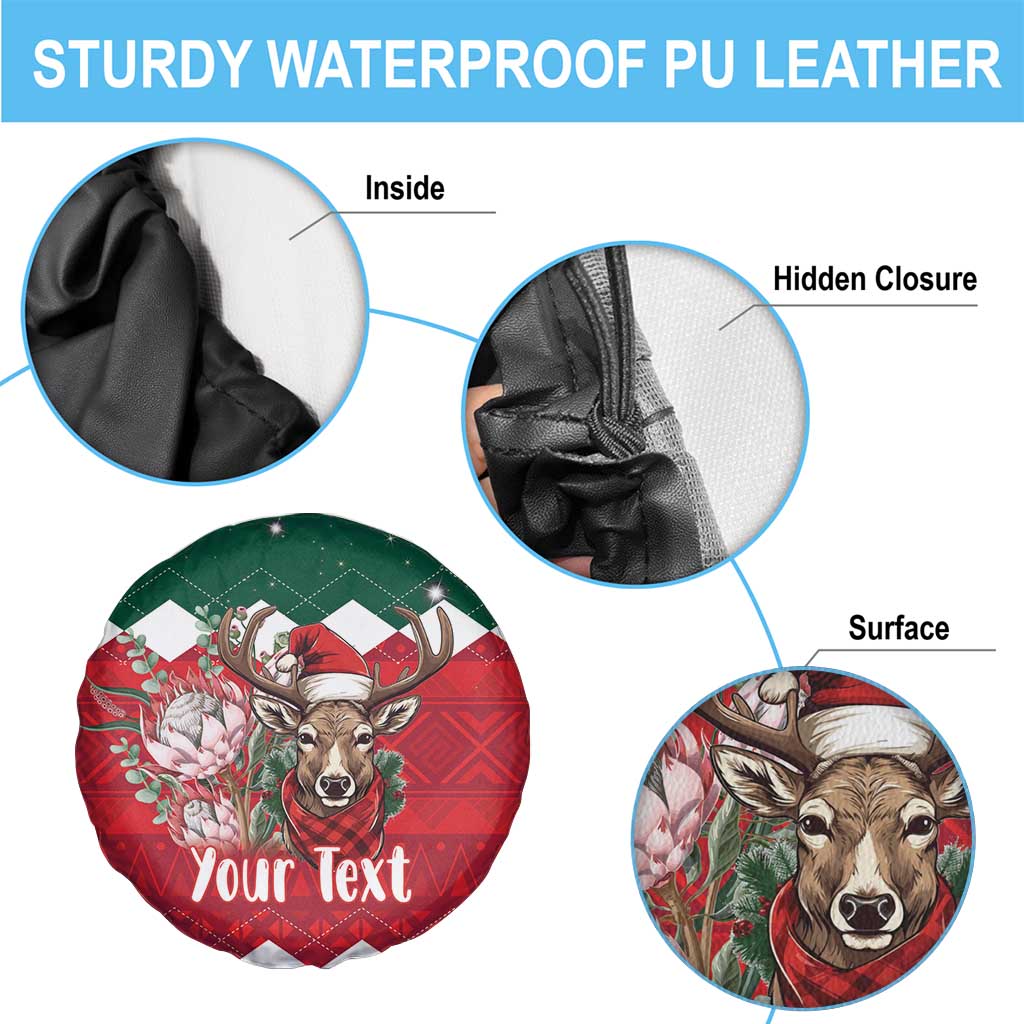 Personalized South Africa Christmas Spare Tire Cover Springbok With King Protea - Wonder Print Shop