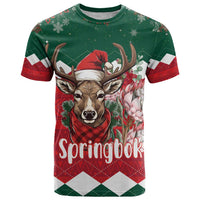 Personalized South Africa Christmas T Shirt Springbok With King Protea - Wonder Print Shop