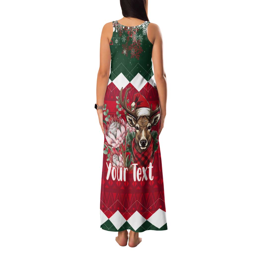 Personalized South Africa Christmas Tank Maxi Dress Springbok With King Protea - Wonder Print Shop