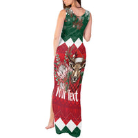 Personalized South Africa Christmas Tank Maxi Dress Springbok With King Protea - Wonder Print Shop