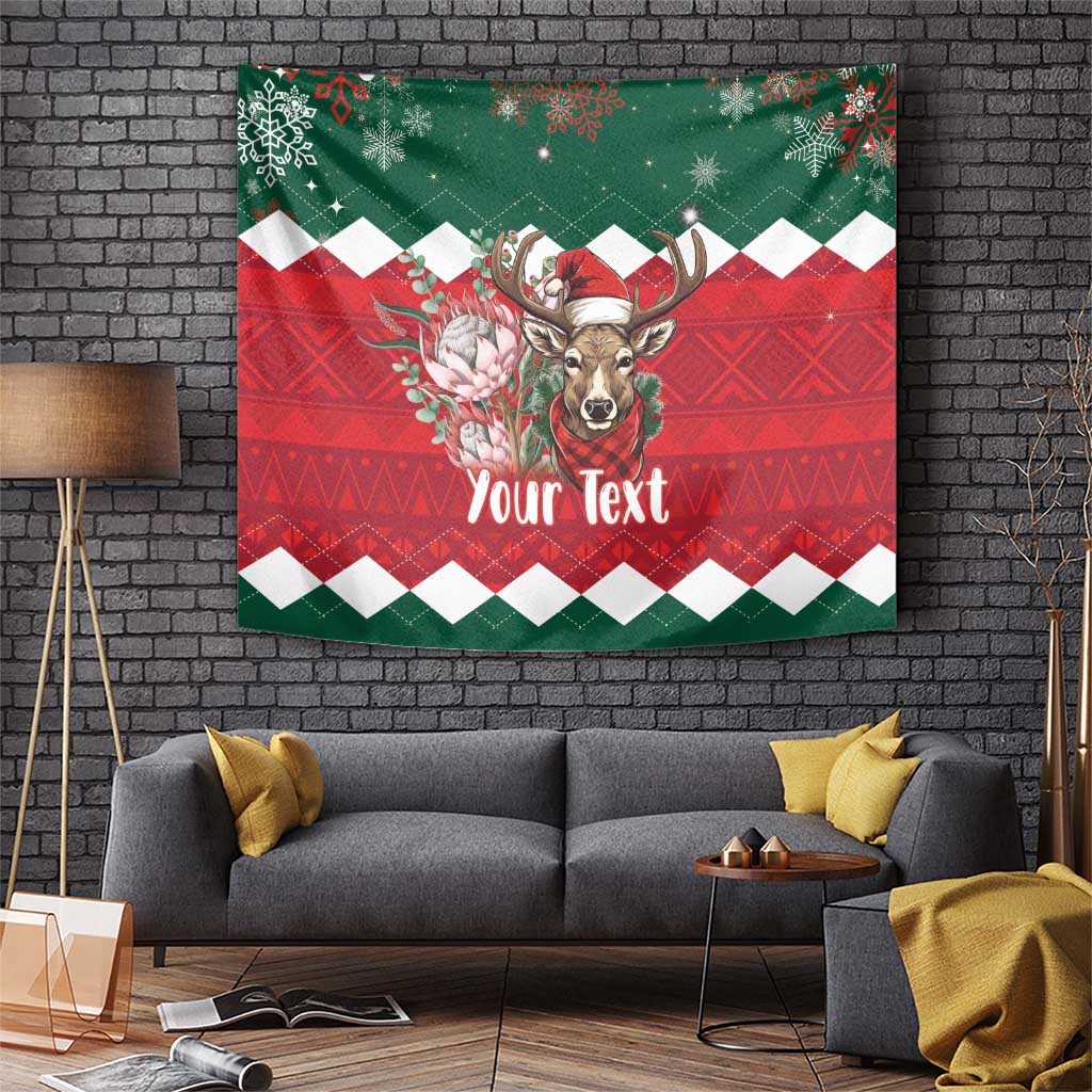 Personalized South Africa Christmas Tapestry Springbok With King Protea - Wonder Print Shop
