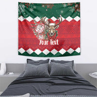 Personalized South Africa Christmas Tapestry Springbok With King Protea - Wonder Print Shop