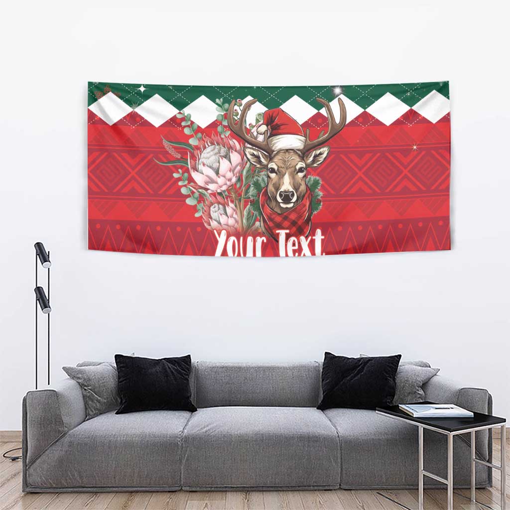 Personalized South Africa Christmas Tapestry Springbok With King Protea - Wonder Print Shop