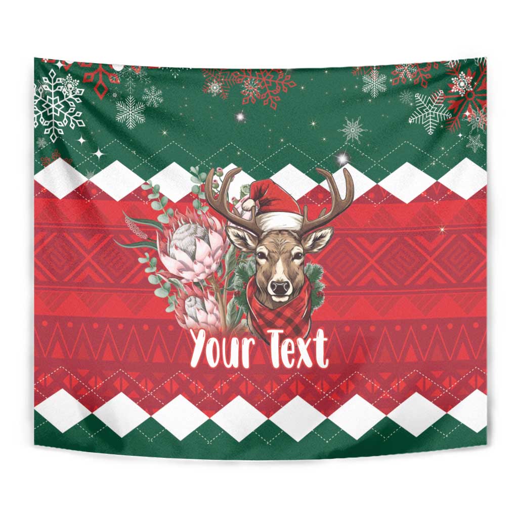 Personalized South Africa Christmas Tapestry Springbok With King Protea - Wonder Print Shop