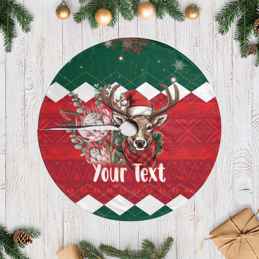 Personalized South Africa Christmas Tree Skirt Springbok With King Protea - Wonder Print Shop