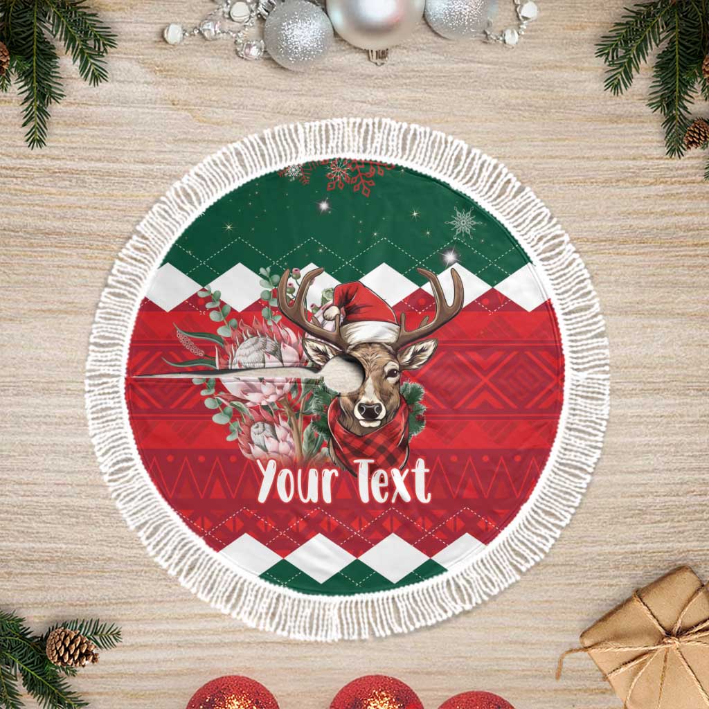 Personalized South Africa Christmas Tree Skirt Springbok With King Protea - Wonder Print Shop