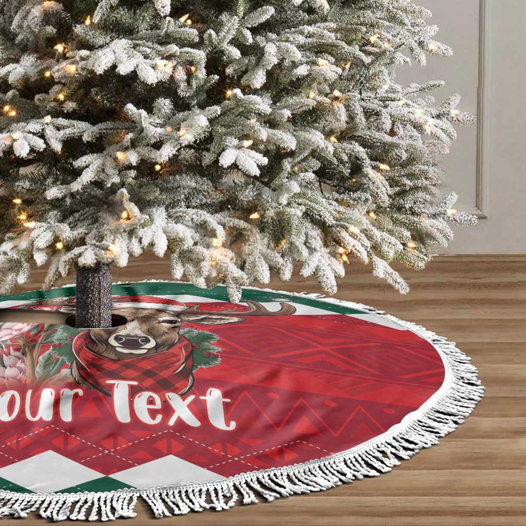 Personalized South Africa Christmas Tree Skirt Springbok With King Protea - Wonder Print Shop