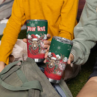 Personalized South Africa Christmas Tumbler Cup Springbok With King Protea - Wonder Print Shop