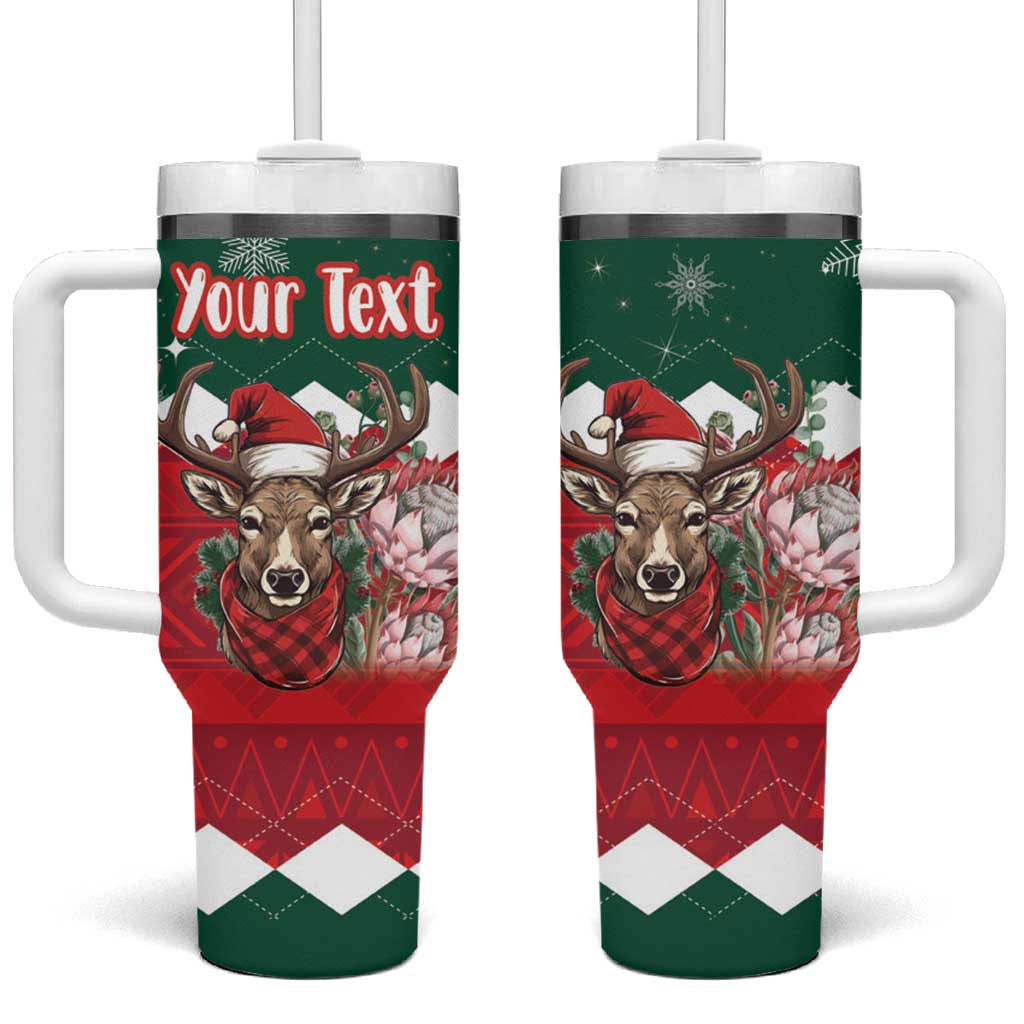 Personalized South Africa Christmas Tumbler With Handle Springbok With King Protea - Wonder Print Shop