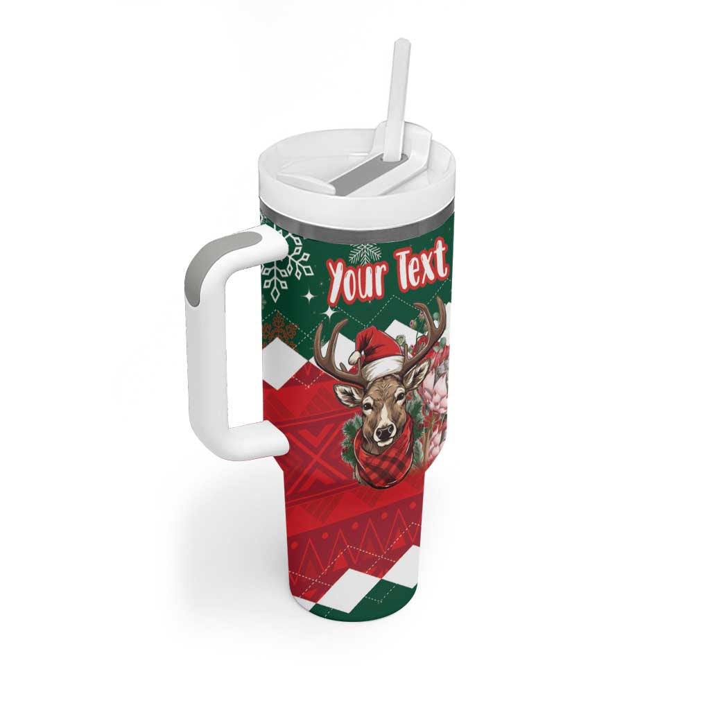 Personalized South Africa Christmas Tumbler With Handle Springbok With King Protea - Wonder Print Shop