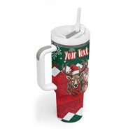 Personalized South Africa Christmas Tumbler With Handle Springbok With King Protea - Wonder Print Shop