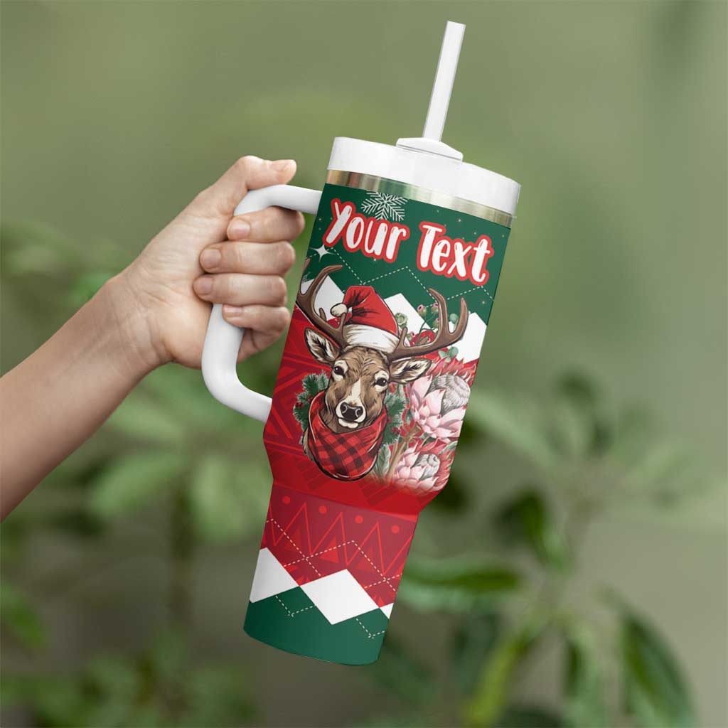 Personalized South Africa Christmas Tumbler With Handle Springbok With King Protea - Wonder Print Shop