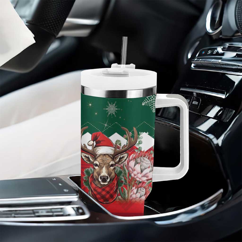 Personalized South Africa Christmas Tumbler With Handle Springbok With King Protea - Wonder Print Shop