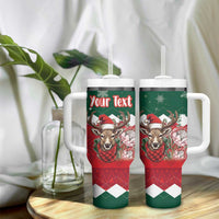 Personalized South Africa Christmas Tumbler With Handle Springbok With King Protea - Wonder Print Shop