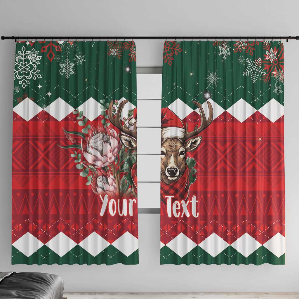 Personalized South Africa Christmas Window Curtain Springbok With King Protea - Wonder Print Shop