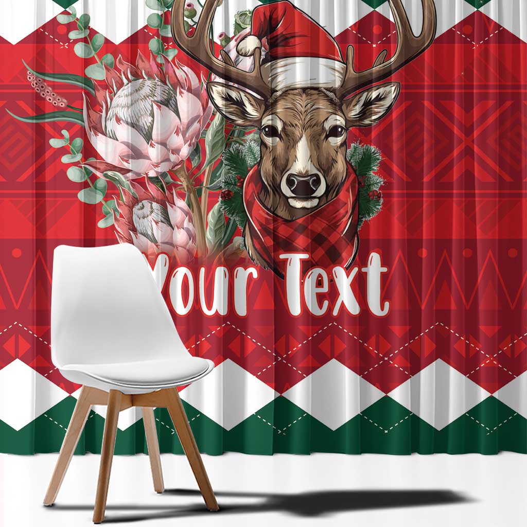 Personalized South Africa Christmas Window Curtain Springbok With King Protea - Wonder Print Shop