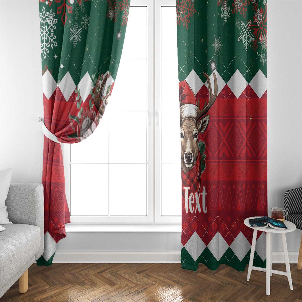 Personalized South Africa Christmas Window Curtain Springbok With King Protea - Wonder Print Shop