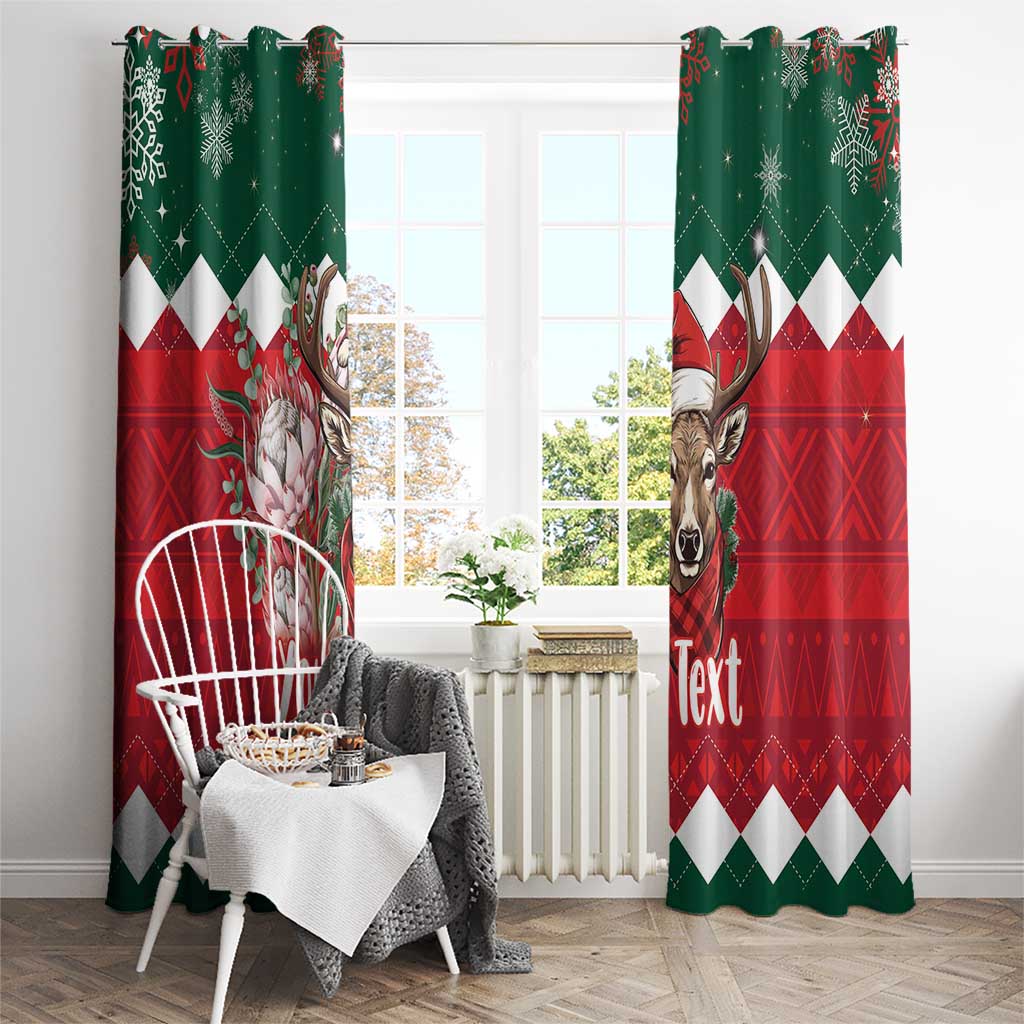 Personalized South Africa Christmas Window Curtain Springbok With King Protea - Wonder Print Shop