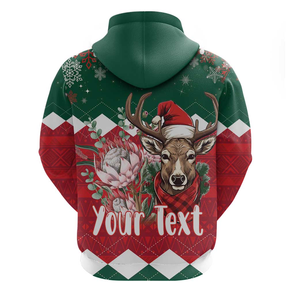 Personalized South Africa Christmas Zip Hoodie Springbok With King Protea - Wonder Print Shop