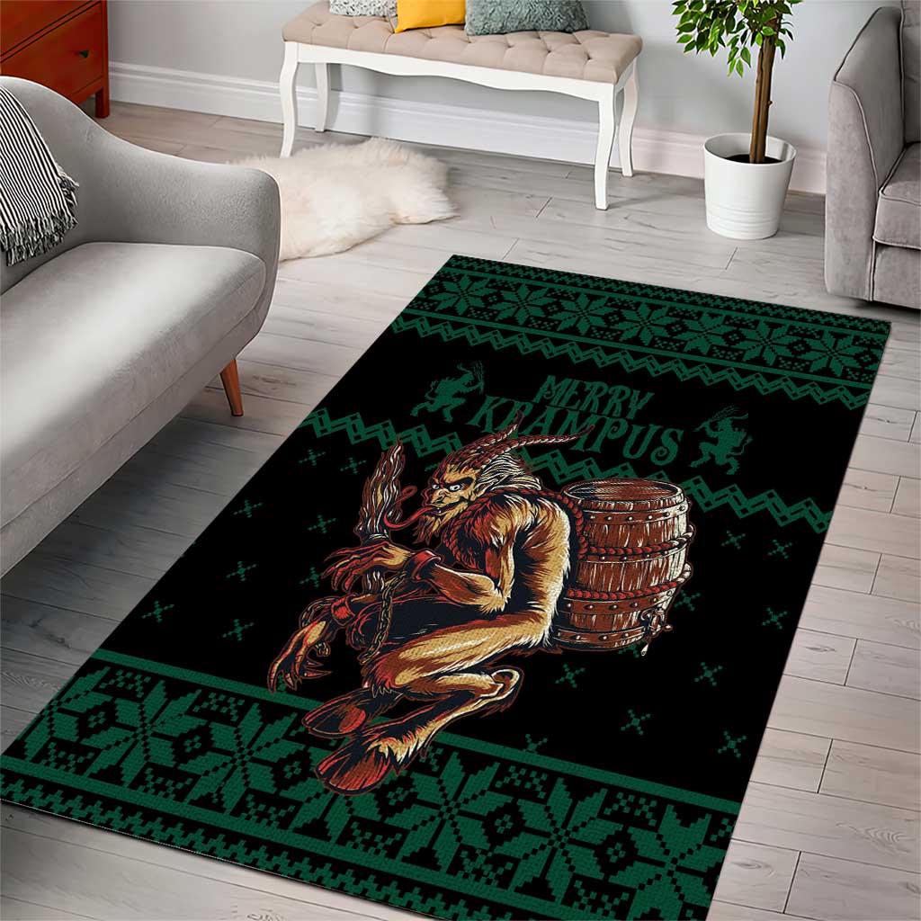 Merry Krampus Creepy Christmas Holiday Area Rug Green Version - Wonder Print Shop