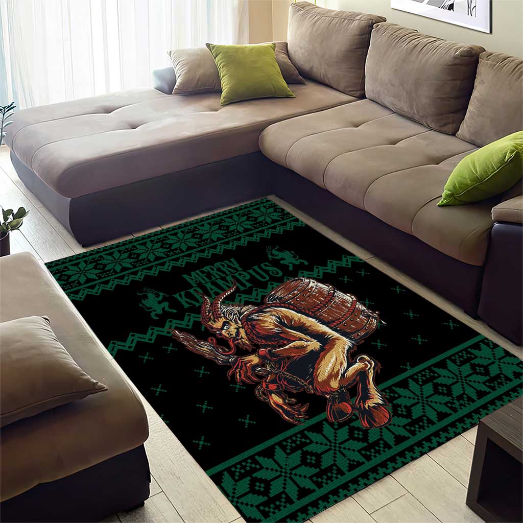 Merry Krampus Creepy Christmas Holiday Area Rug Green Version - Wonder Print Shop