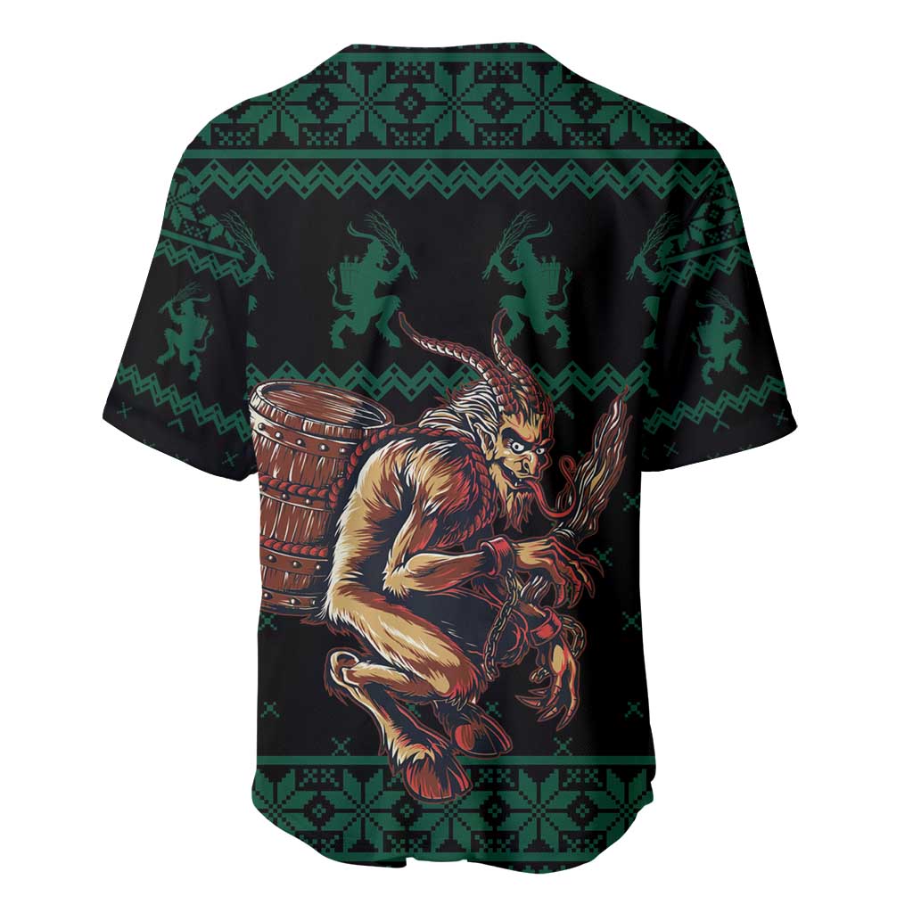 Merry Krampus Creepy Christmas Holiday Baseball Jersey Green Version - Wonder Print Shop