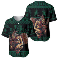 Merry Krampus Creepy Christmas Holiday Baseball Jersey Green Version - Wonder Print Shop