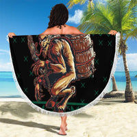 Merry Krampus Creepy Christmas Holiday Beach Blanket Green Version - Wonder Print Shop