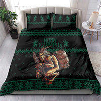 Merry Krampus Creepy Christmas Holiday Bedding Set Green Version - Wonder Print Shop
