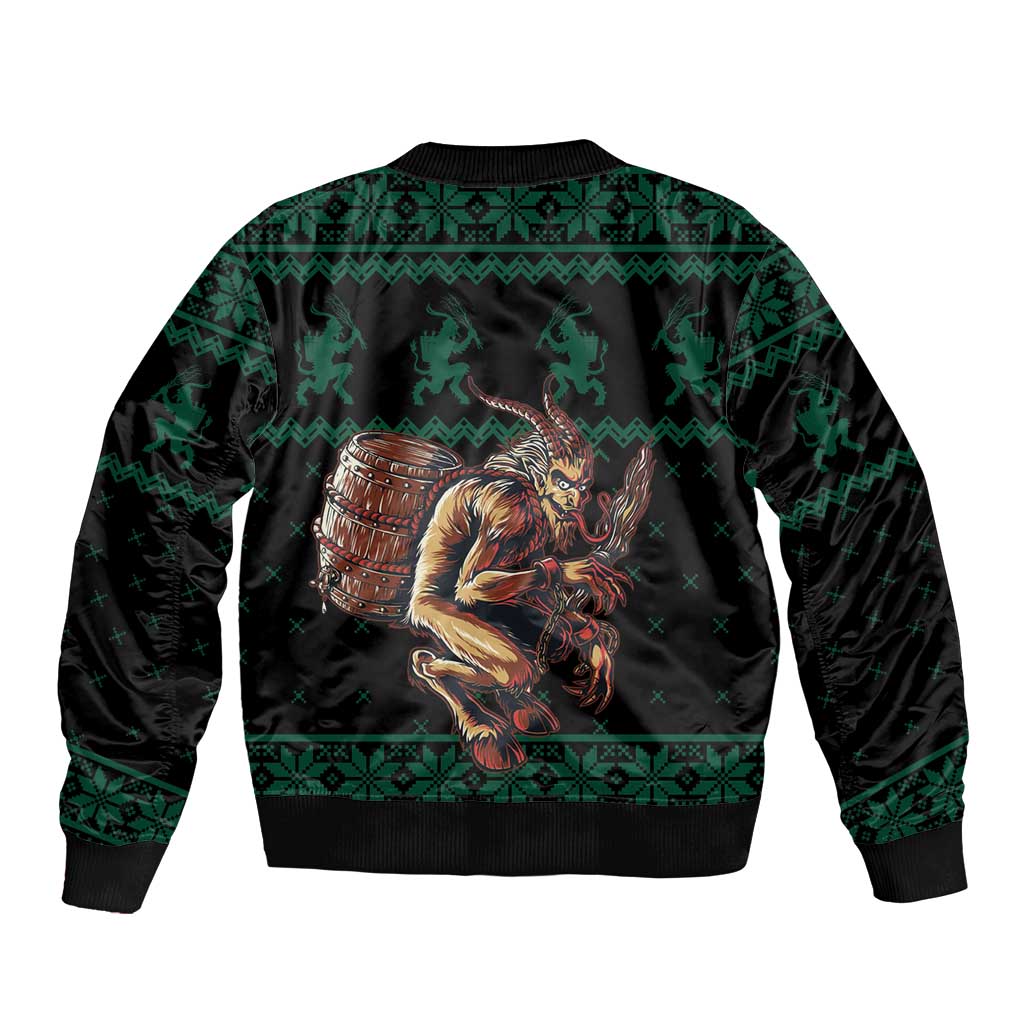 Merry Krampus Creepy Christmas Holiday Bomber Jacket Green Version - Wonder Print Shop