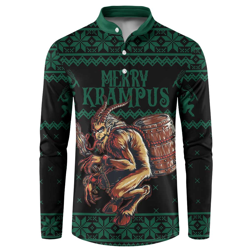 Merry Krampus Creepy Christmas Holiday Button Sweatshirt Green Version - Wonder Print Shop