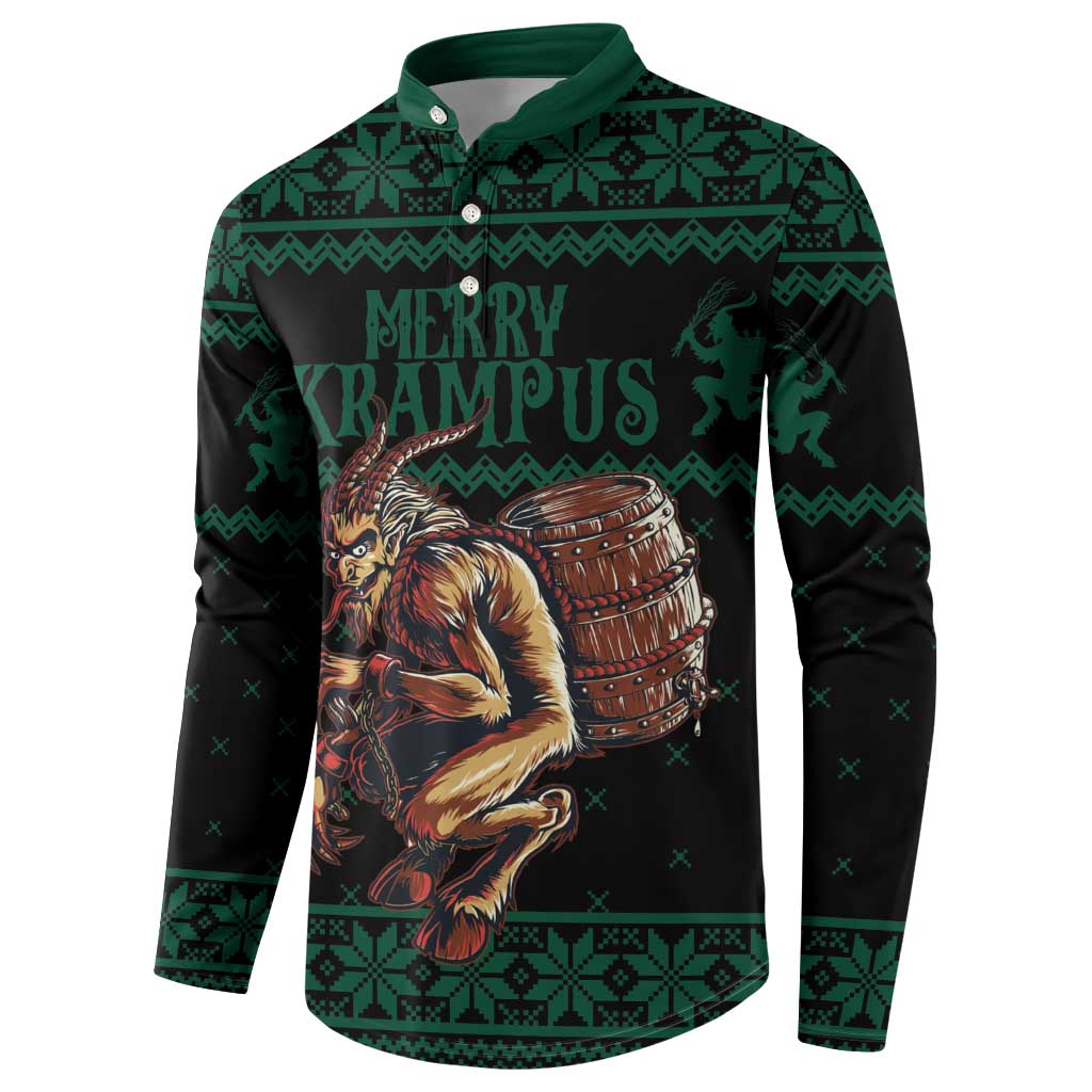 Merry Krampus Creepy Christmas Holiday Button Sweatshirt Green Version - Wonder Print Shop