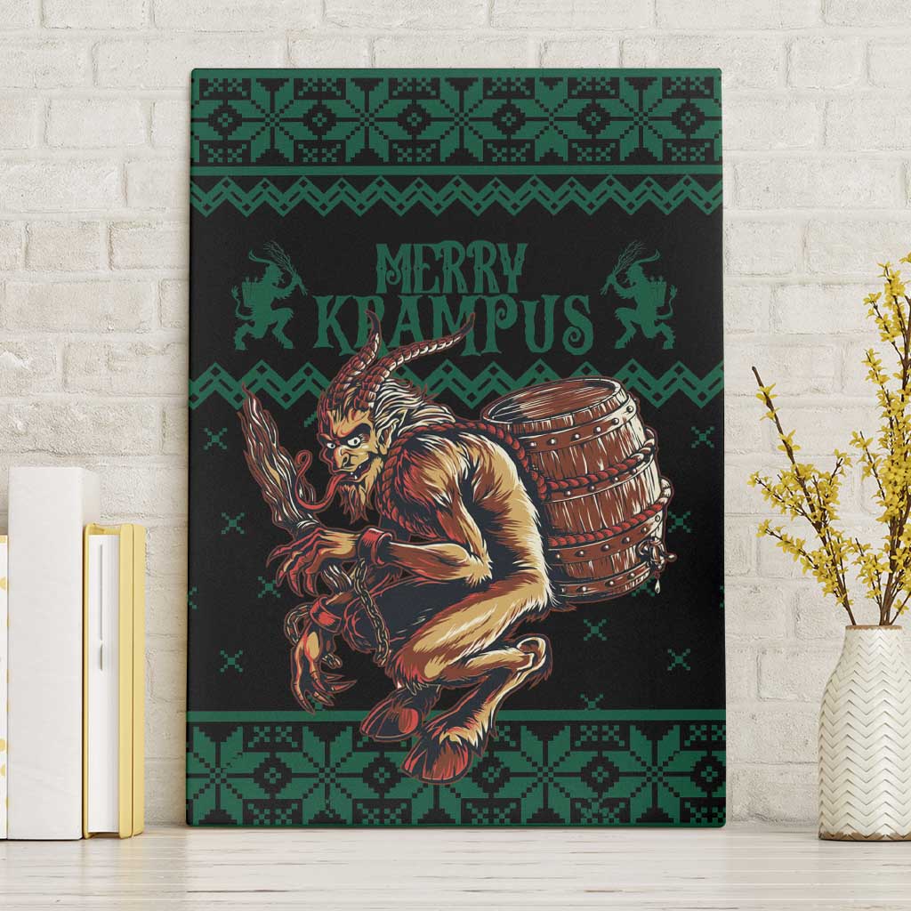 Merry Krampus Creepy Christmas Holiday Canvas Wall Art Green Version - Wonder Print Shop