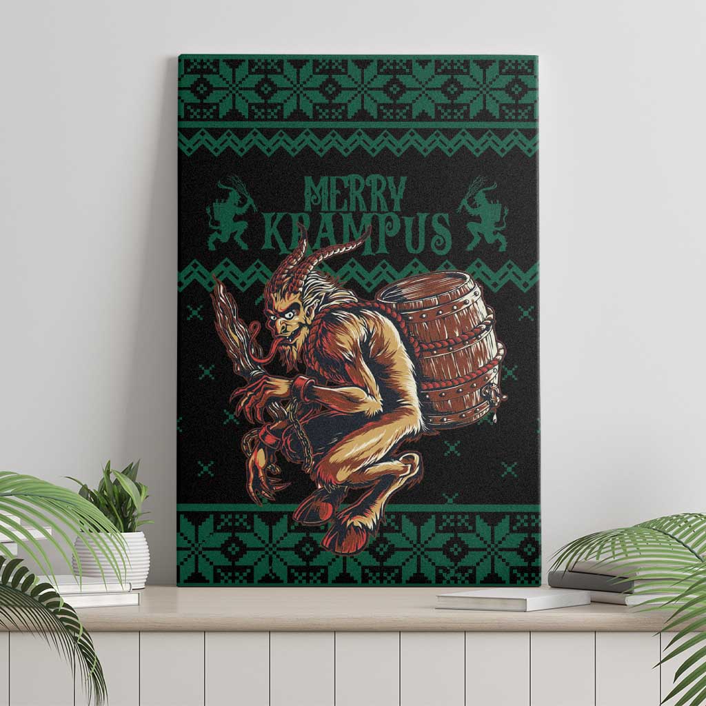 Merry Krampus Creepy Christmas Holiday Canvas Wall Art Green Version - Wonder Print Shop