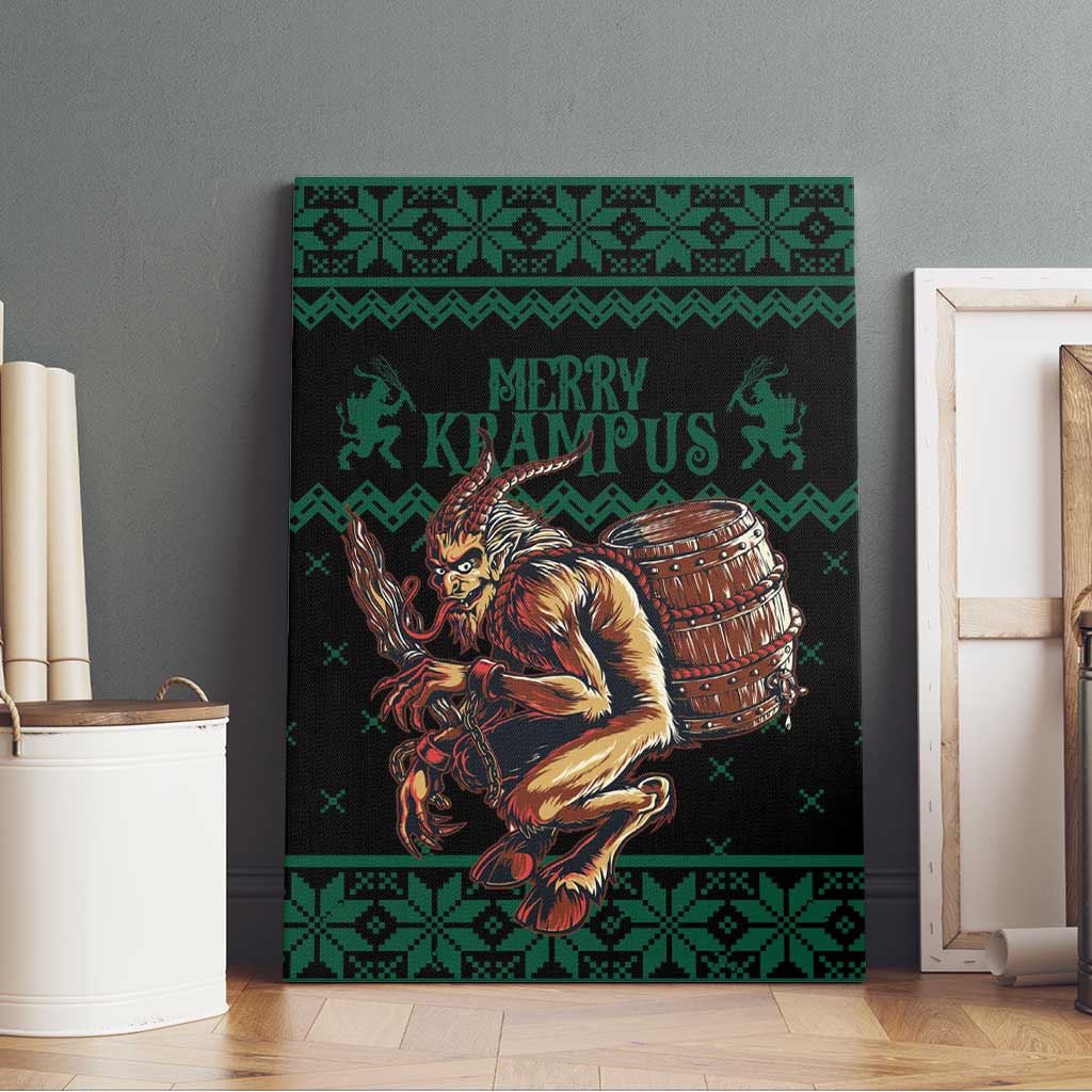 Merry Krampus Creepy Christmas Holiday Canvas Wall Art Green Version - Wonder Print Shop