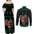Merry Krampus Creepy Christmas Holiday Couples Matching Off Shoulder Maxi Dress and Long Sleeve Button Shirt Green Version - Wonder Print Shop