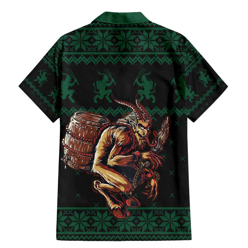 Merry Krampus Creepy Christmas Holiday Family Matching Mermaid Dress and Hawaiian Shirt Green Version - Wonder Print Shop