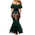 Merry Krampus Creepy Christmas Holiday Family Matching Mermaid Dress and Hawaiian Shirt Green Version - Wonder Print Shop