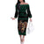 Merry Krampus Creepy Christmas Holiday Family Matching Off The Shoulder Long Sleeve Dress and Hawaiian Shirt Green Version - Wonder Print Shop