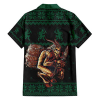 Merry Krampus Creepy Christmas Holiday Family Matching Off Shoulder Short Dress and Hawaiian Shirt Green Version - Wonder Print Shop