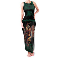 Merry Krampus Creepy Christmas Holiday Family Matching Tank Maxi Dress and Hawaiian Shirt Green Version - Wonder Print Shop