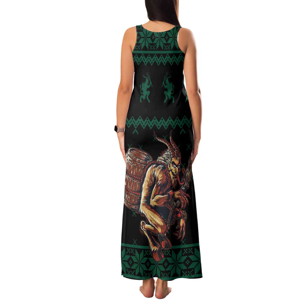Merry Krampus Creepy Christmas Holiday Family Matching Tank Maxi Dress and Hawaiian Shirt Green Version - Wonder Print Shop