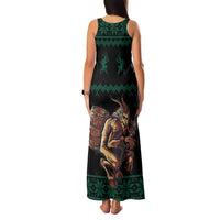 Merry Krampus Creepy Christmas Holiday Family Matching Tank Maxi Dress and Hawaiian Shirt Green Version - Wonder Print Shop