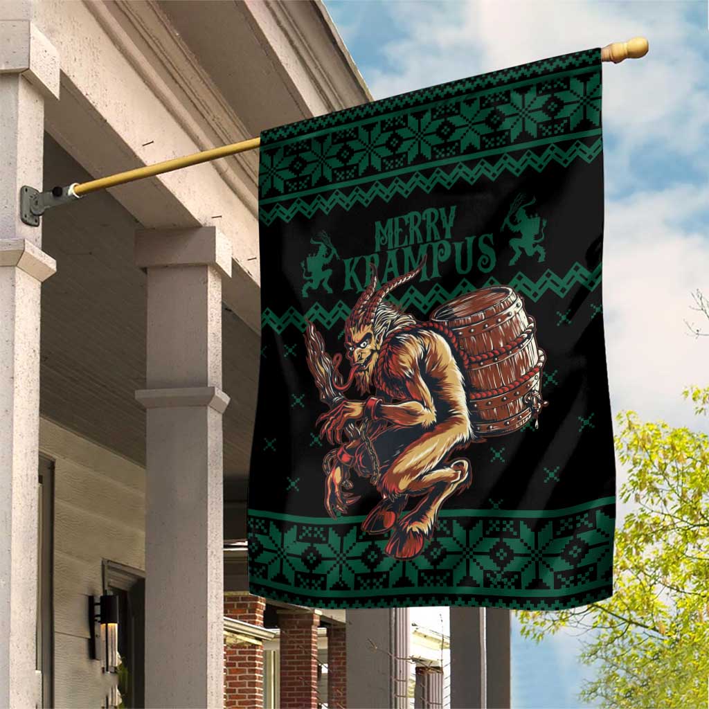 Merry Krampus Creepy Christmas Holiday Garden Flag Green Version - Wonder Print Shop